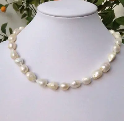 

9-10 mm baroque white freshwater pearl necklace