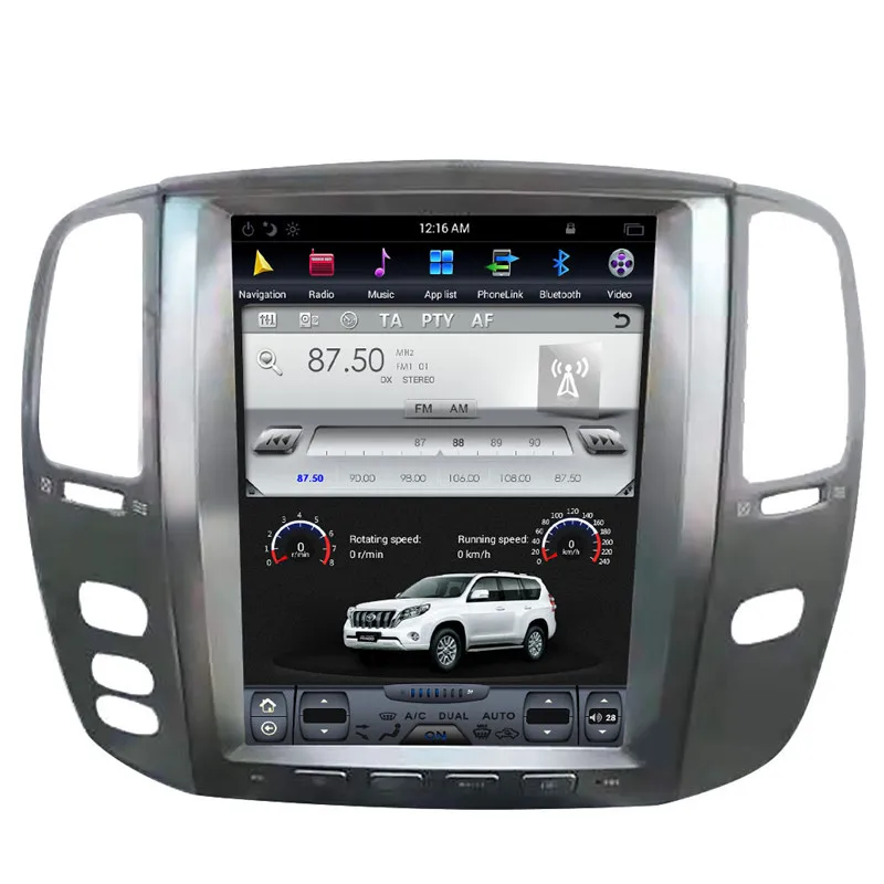 12," Tesla вертикальный экран Android автомобильный Радио Аудио Sat Nav Головное устройство для Lexus LX470 LX 470 2003 2004 2005 2006 2007