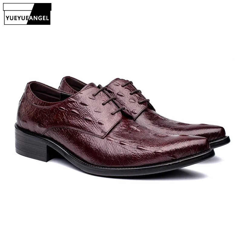 

Autumn New Arrival Men Comfortable Genuine Leather Shoes For Men Pointed Toe Drres Shoes Wedding Lace Up Red Black Free Shipping