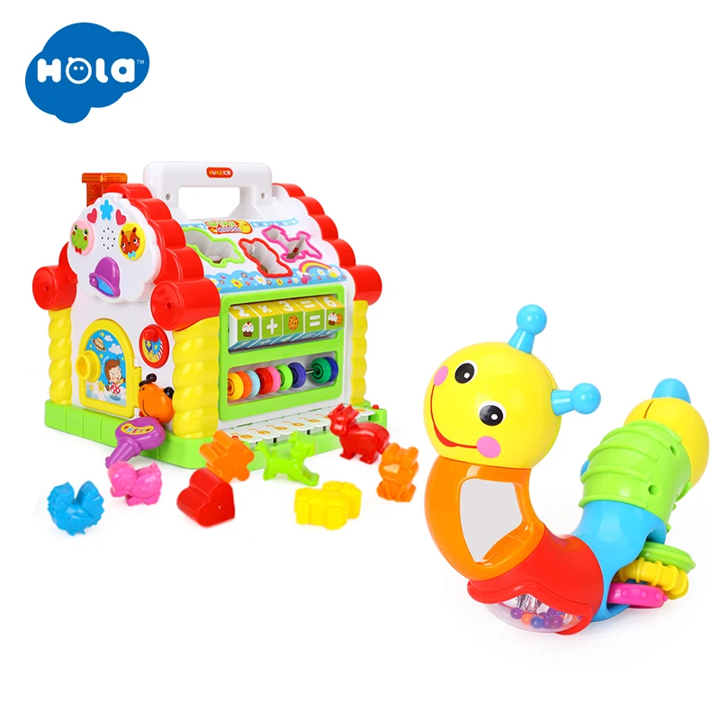 

HOLA 739+786B Early Education 1 Year Olds Baby Toy Multifunctional Musical Activity play Center House with Music/Light/Block