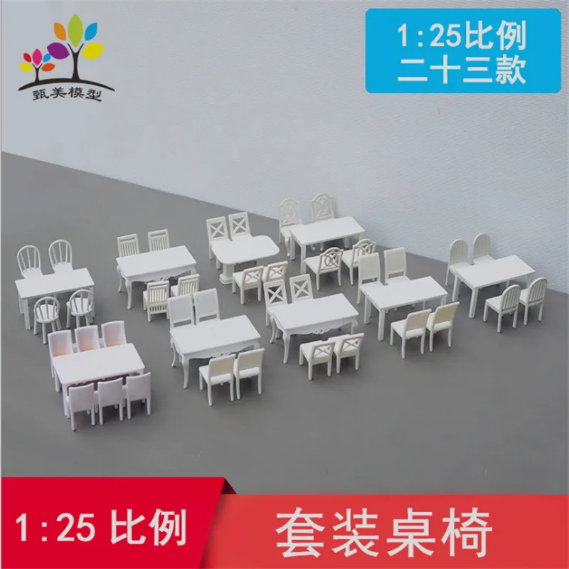 

1 Sets/lot Scale 1:25 Plastic Miniature Furniture Table and chair For Building Trains Railroad Layout Scenery Accessories