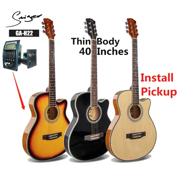 

Guitar Acoustic Electric Steel-String 40 Inch Thin Body Flattop Balladry Folk Pop Guitarra 6 String Cutaway Basswood High Gloss