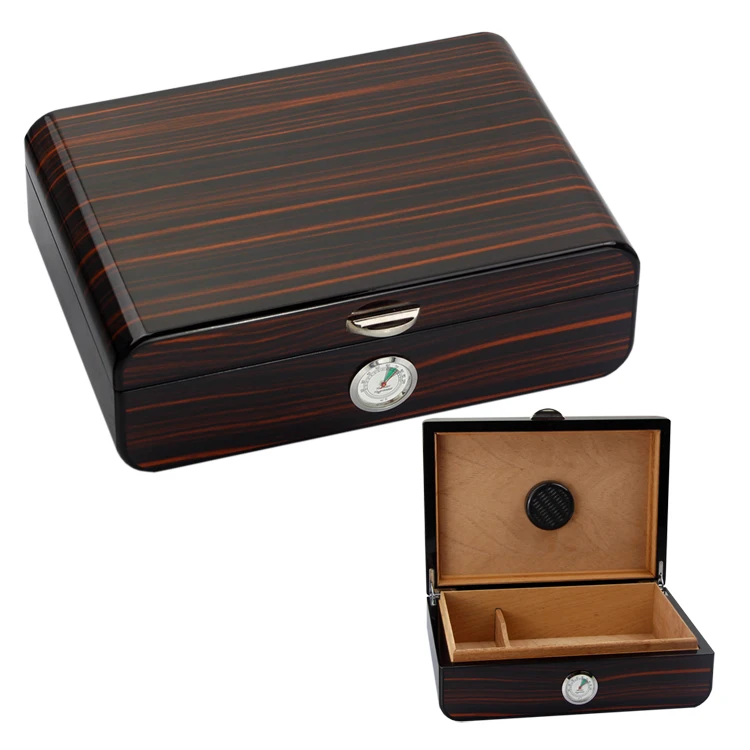 

COHIBA Cedar Wood Cigar Case Large Capacity Cigar Humidor Box Glossy Cigar Accessories With Hygrometer Humidifier