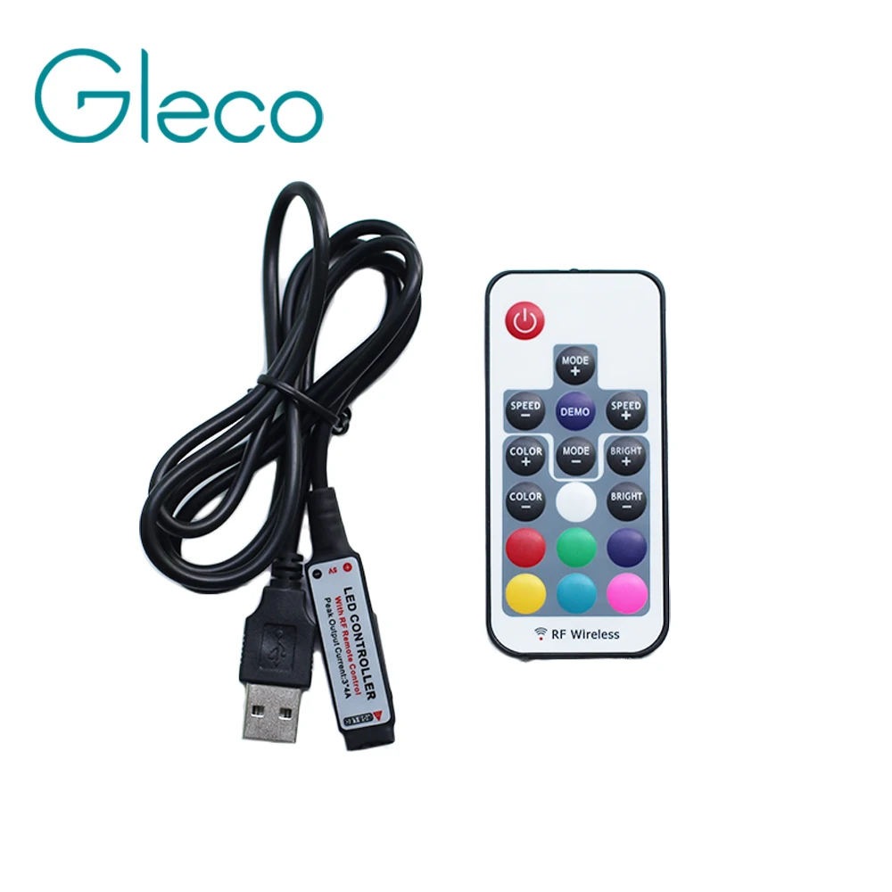 5V USB RGB controller 17Key RF remote control ,mini 3key RGB controller