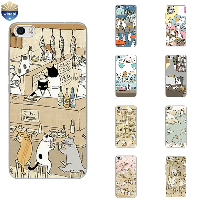 

Phone Case For Xiaomi Mi 4 4i 4c 4s 5 Max Note 2 TPU Shell Hongmi Redmi 3 Pro Note 2 3 4 Back Cover Cute Cat Drinking Design