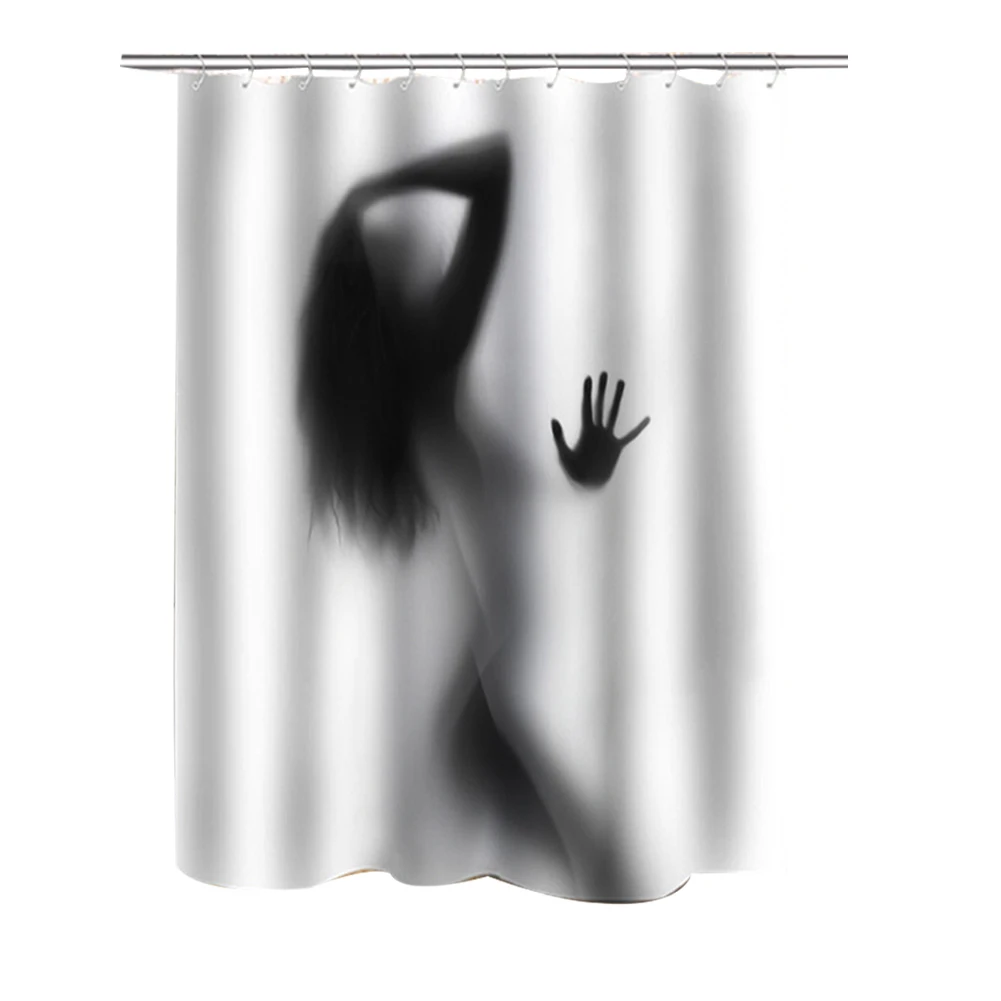Высококачественная Женская теневая Водонепроницаемая занавеска с крючками для душа сексуальная девушка портрет ванная занавеска s шторы в ванную комнату душ - Цвет: Белый