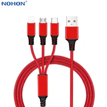 2/3 в 1 кабель зарядного устройства для iPhone 6 S 6 S 5 SE 7 8 Plus X XR XS Max Micro usb type C для huawei Android 3 в 1 короткий длинный провод шнур