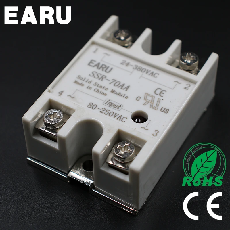 

Solid State Relay Module SSR-70AA SSR-70 AA SSR 70A 80-250VAC Input to 24-380VAC Output Industry Control