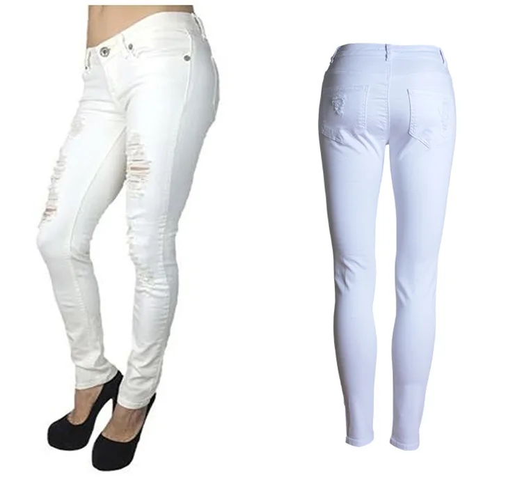 Белые джинсы, женские модные обтягивающие джинсы, уличная одежда, рваные джинсы с высокой талией, для отдыха, узкие брюки с эффектом пуш-ап, Mujer