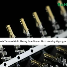 100 шт., 4,20 мм, 5557 терминал, Женская игла для ПК, компьютер, мощность 4,2 мм, шаг, мужской корпус, золотое покрытие, высокого типа, 3900-0039