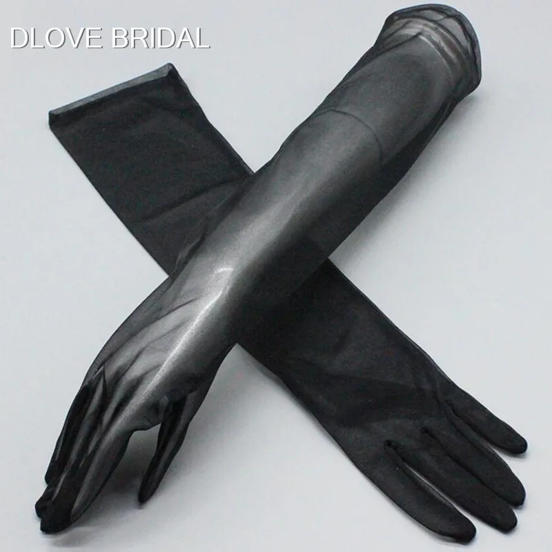 Элегантные прозрачные тюлевые Перчатки Свадебные Вечерние перчатки полный палец локоть фото съемки аксессуары перчатки для Хэллоуина