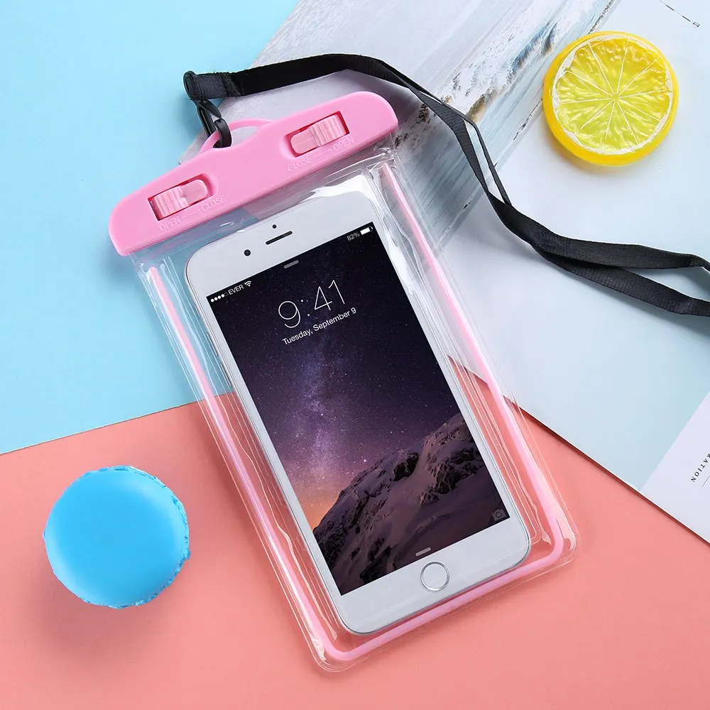 Caseier Универсальный Водонепроницаемый чехол для samsung S10 S9 S8 Плавание Защитная сумка для iPhone 7 8 6 5 водный парк для подводной съемки - Цвет: Pink