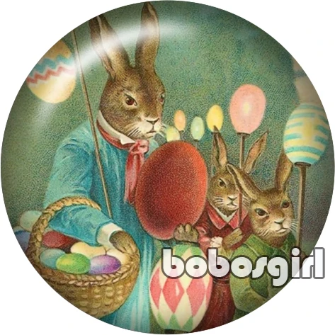 Счастливый Пасхальный день кролик яйцо стеклянная кнопка оснастки ювелирные изделия DIY круглые фото Кабошоны с плоской обратной стороной TW1111 - Окраска металла: A9374