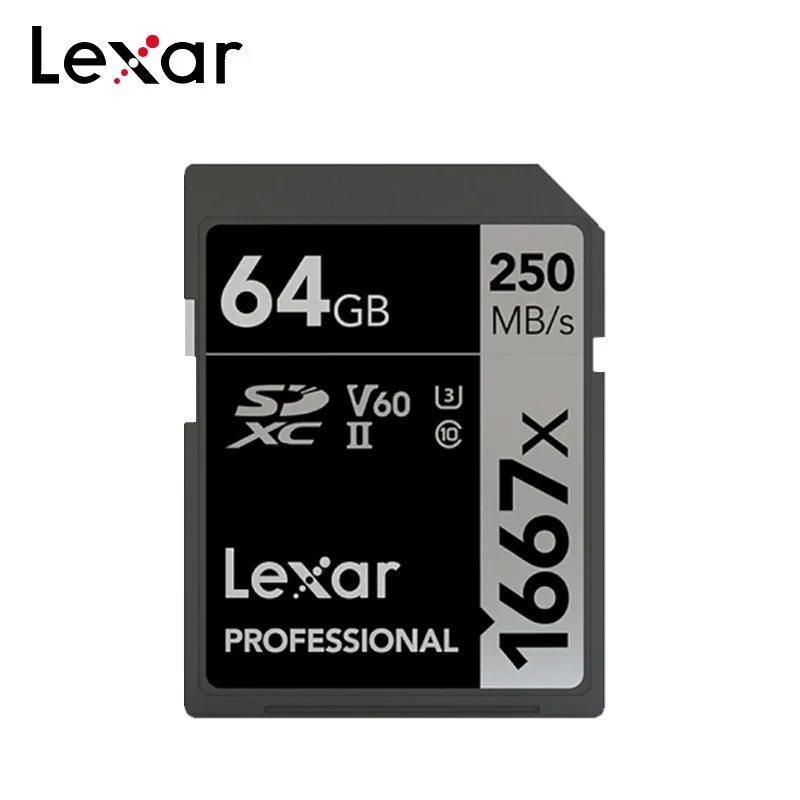 

Lexar SD Card 1667x 64GB 128GB High Speed 250MB/s UHS-II V60 U3 Class 10 Memory Card 633X 16GB 32GB For 3D 4K HD video Camera