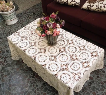 

Christmas decorations Handmade Crochet Flowers Woven Cotton Lace Tablecloth hollow Coffee Table Cover cloth Table cloth