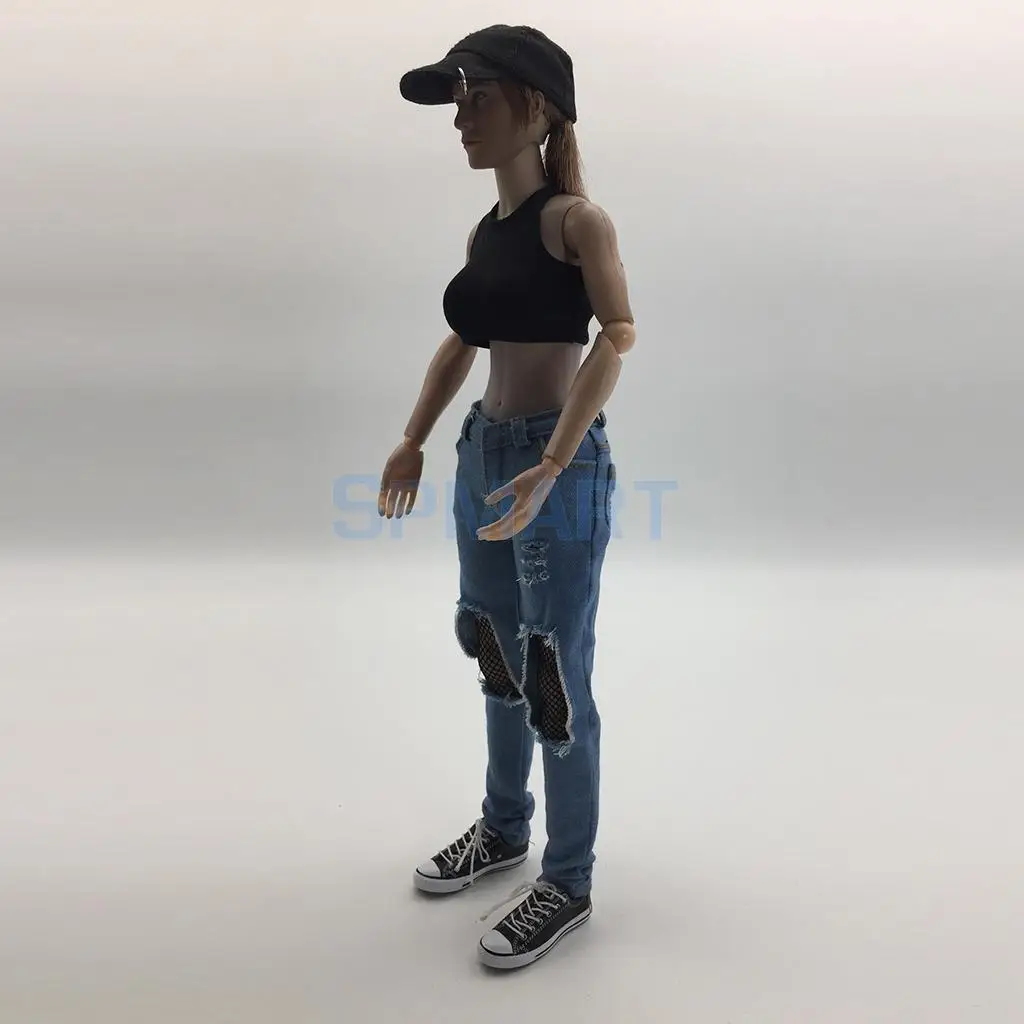 1/6 Scale Female Ripped Jeans Women Pants Clothes Set for 12'' Phicen Kumik Soldier Action Figures Collectible DIY Accessories