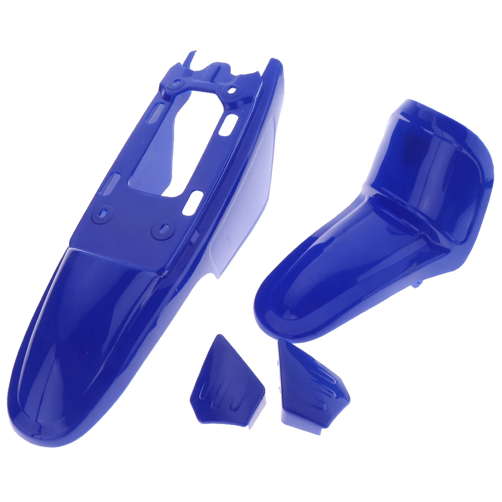1 Set Plastic Motorcycle Front Rear Fender Mudguard Direct Replacement Fender Fairings Parts for Yamaha PW50 PY50 -Blue