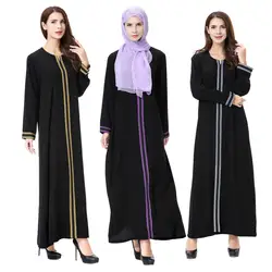 Мусульманское Для женщин с длинным рукавом Дубай Кружевное платье макси Абая jalabiya леди ежедневно Повседневное Soild длинным рукавом Винтаж