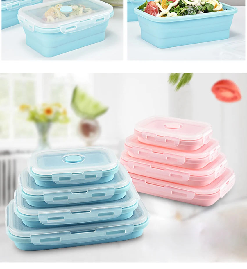 LIYIMENG Silicone Folding Lunch Box Eco-Friendly Matetial Portable Bowl For Picnic Office Workers School210