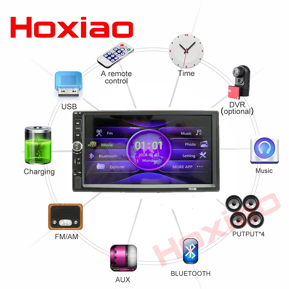 Hoxiao 2 din Bluetooth Мультимедиа USB 2din Авторадио автомобильный монитор заднего вида Автомобильный Радио " HD плеер MP5 MP4 MP3 сенсорный экран