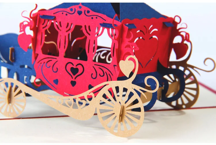  Ynaayu 1pcs 3D Carriage Greeting Cards Handmade Design Beautiful Butterfly Card Wedding Invitation  - 32820492190