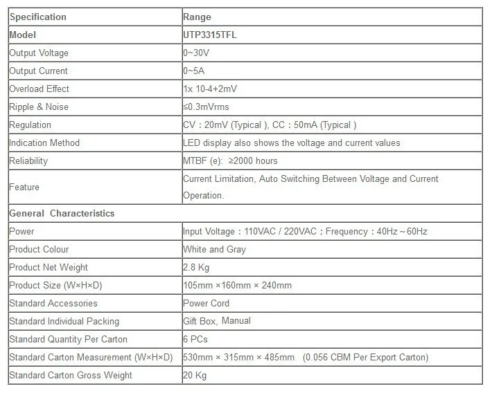 UNI-T UTP3315TFL 30V 5A DC Питание переменный Регулируемый Фильтр постоянного Напряжение ток для ПК лаборатории телефон ремонт, блок питания