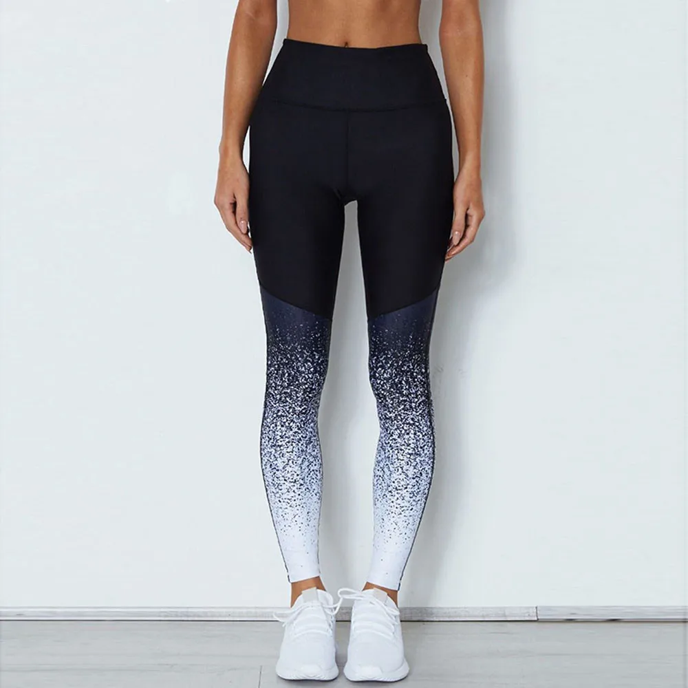 Women Large size Printing Pants Fitness Leggings Workout Sports Running Leggings Sexy Elastic Slim Pants And Sports vest top #