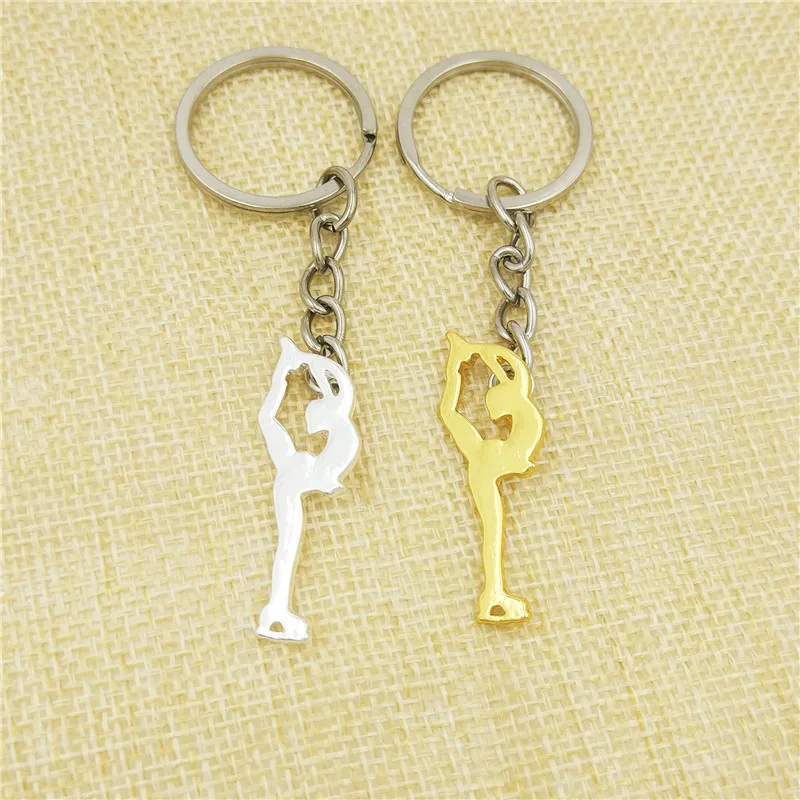 

drop shipping fashion women speed Skating keychains women bag pendant charm car Key ring skater jewelry gold silver color