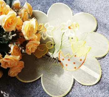 

New 2019 lace embroidery placemat cup coaster mug kitchen party Easter table place mat cloth dining tea glass doily drink pad
