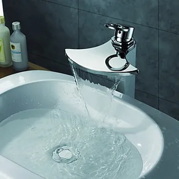 

Waterfall Deck Mounted Polish Chrome Brass Single Handle Bathroom Vanity Sink / Basin / Torneira Faucets Mixers & Taps (UP-2805)