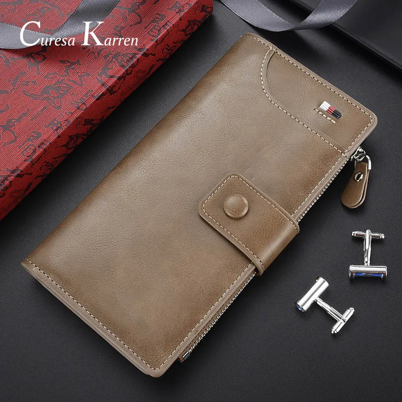 

Long and high quality 2019 men's long wallet European and American fashion classic multi-function zipper wallet hand purse gift