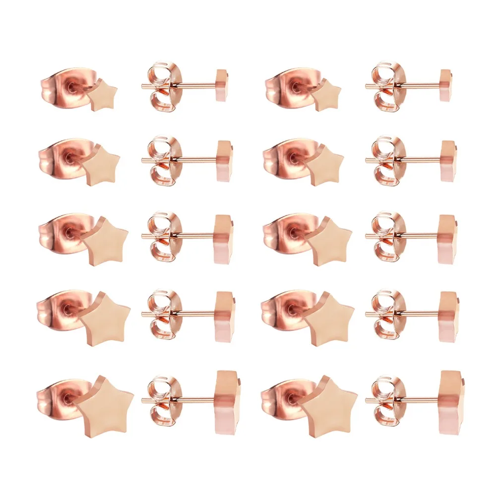 Роскошные серьги 4-8 мм из нержавеющей стали розового золота в форме звезды женские модные серьги 10 пар/лот