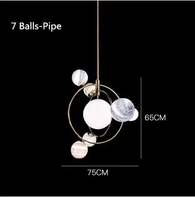 Стиль, светодиодная Люстра для зала, гостиной, космос, планета, стеклянный шар, подвесной светильник для ресторана, художественный дизайн, подвесной светильник для спальни, домашний декор - Цвет корпуса: 7 Balls-Pipe