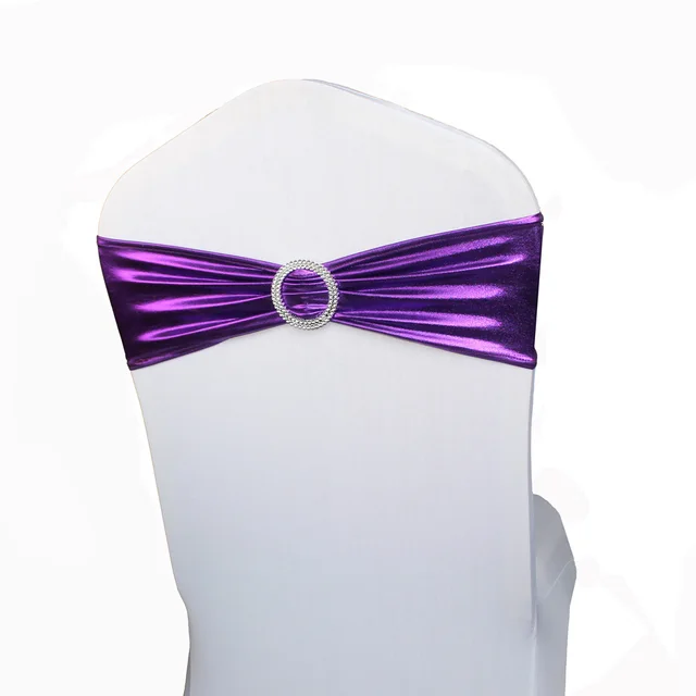 100pcs Purple Chair Sashes Spandex Lycra Elastic Stretch Metallic 100pcs Purple Chair Sashes Spandex Lycra Elastic Stretch Metallic Cover Sash Bands Wedding Party Banquet