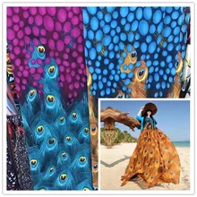 Позиционирование цифровая печать Павлин цветы печатных шифон ткани Одежда DIY платья ручной работы, ткань