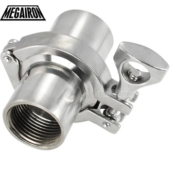 

MEGAIRON 1 Set 2" DN50 Stainless Steel SS316 Sanitary Female Threaded Ferrule OD 77mm+ 2.5" Tri Clamp+Gasket