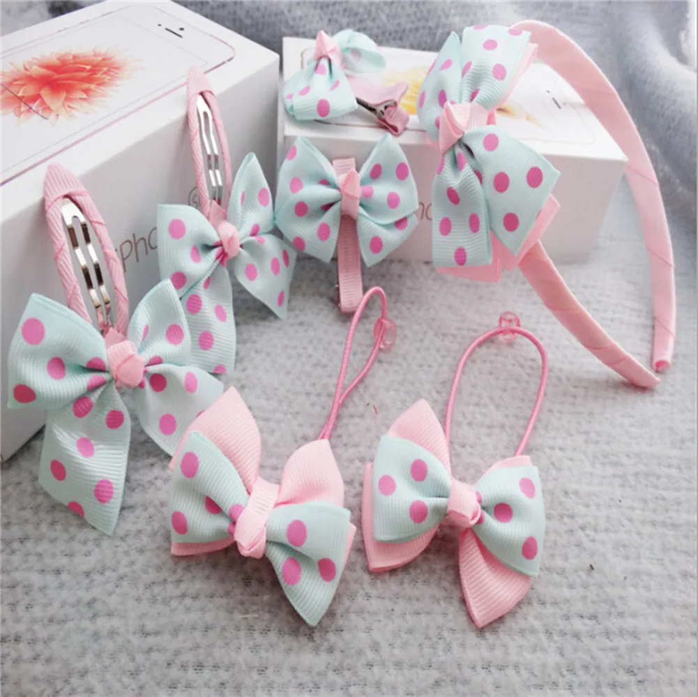 Pattern 7 Pudcoco 1 комплект = 7 шт., Детские аксессуары, заколка для волос, резинка для волос для маленьких девочек, милый бант, головной убор, заколка для волос, повязка на голову - Цвет: Pattern 7
