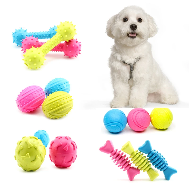 Small Dog Toys Rubber Dogs Squeaker Toys Pets Sound Squeaky Dumbbell Shape Chewing Toy Dog Games Products
