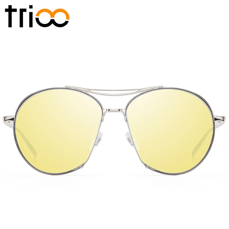 TRIOO прозрачные желтые Солнцезащитные очки женские, градиентные линзы Oculos Pilot Круглые Солнцезащитные очки женские высококачественные Металлические оттенки дамы - Цвет линз: 004