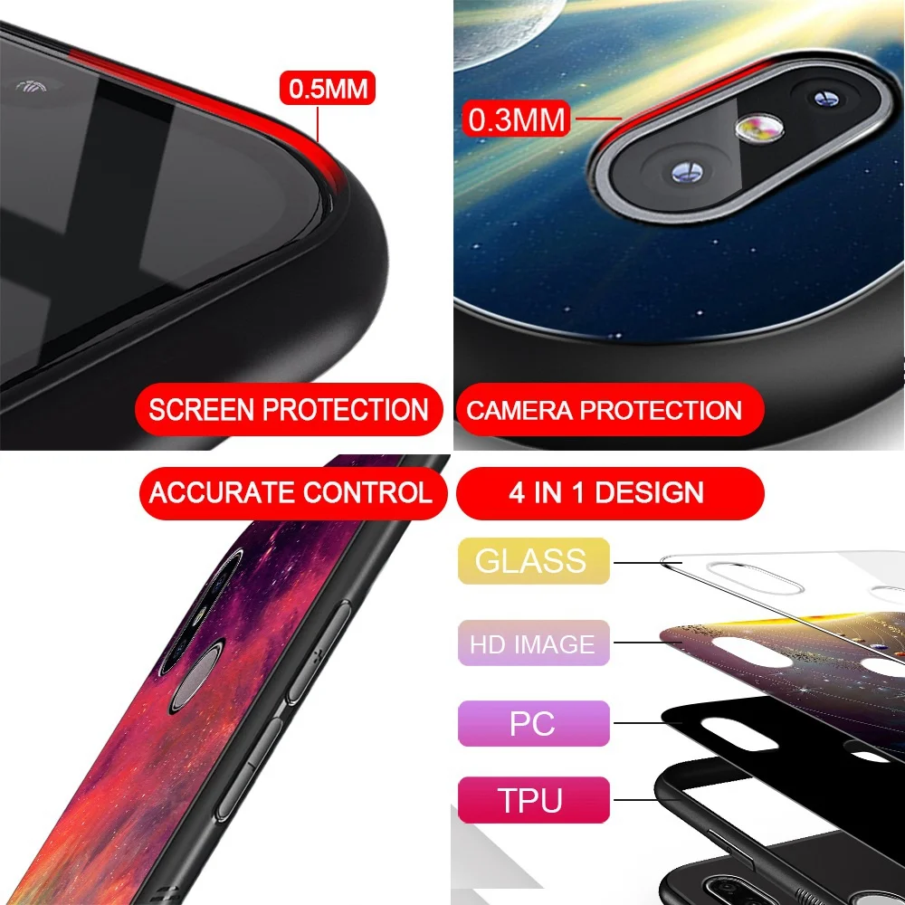 Чехол TOMKAS с космическим стеклом для Xiaomi Redmi Note 5 6 Pro чехлы Pocophone F1 силиконовый чехол