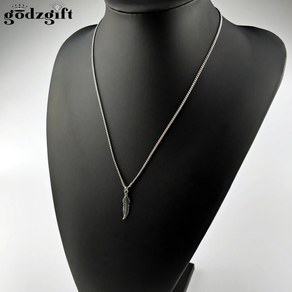 Godzgift Для женщин панк Цепочки и ожерелья листья Дизайн кулон мужчин Серебряный