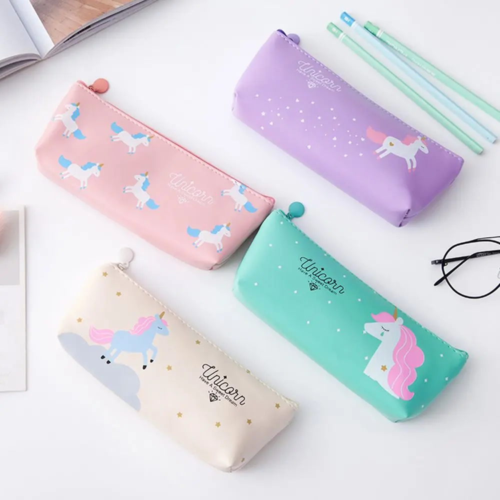 

Limit Shows Unicorn kawai Pencil Case School Supplies PU Cosmetic Pouch Stationery Zip Bag Stationery Gift Cute pencil case tool