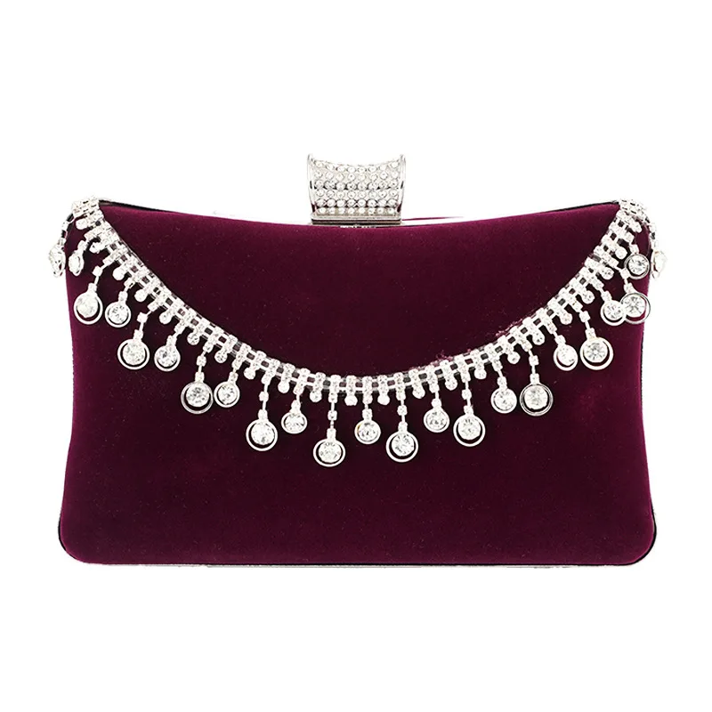 

Suede Hard-Surface Box Handbag Women'S Clutch 2019 New Arrival Rhinestone Women Evening Clutch Bag Ladies Elegant Bolsa Feminina