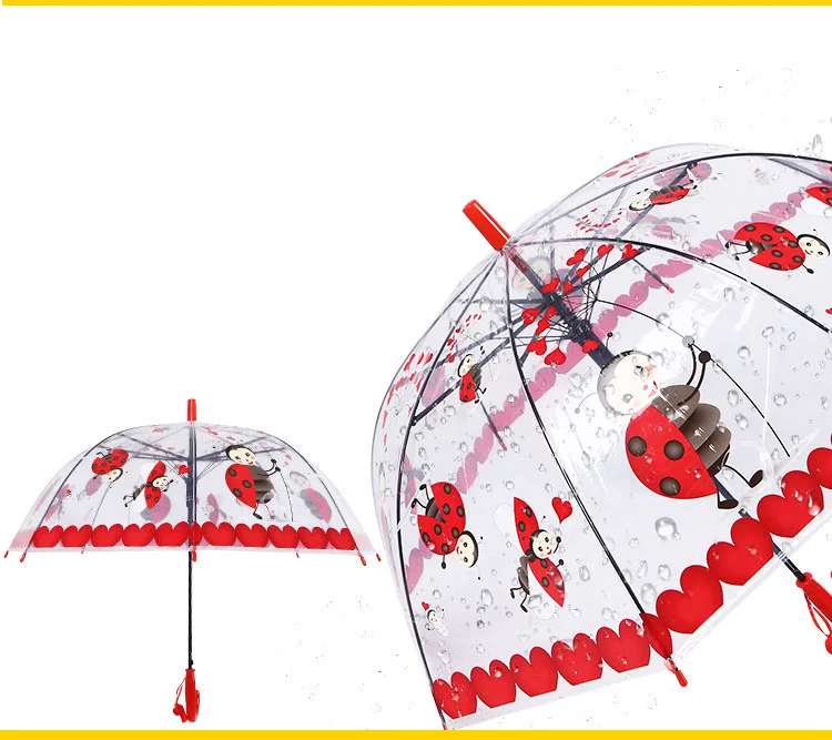 

Apollo Transparent Children Clear Umbrella Long-handle POE Plastic Environmental Kids Umbrella for Girl Cartoon Parasol Hoes
