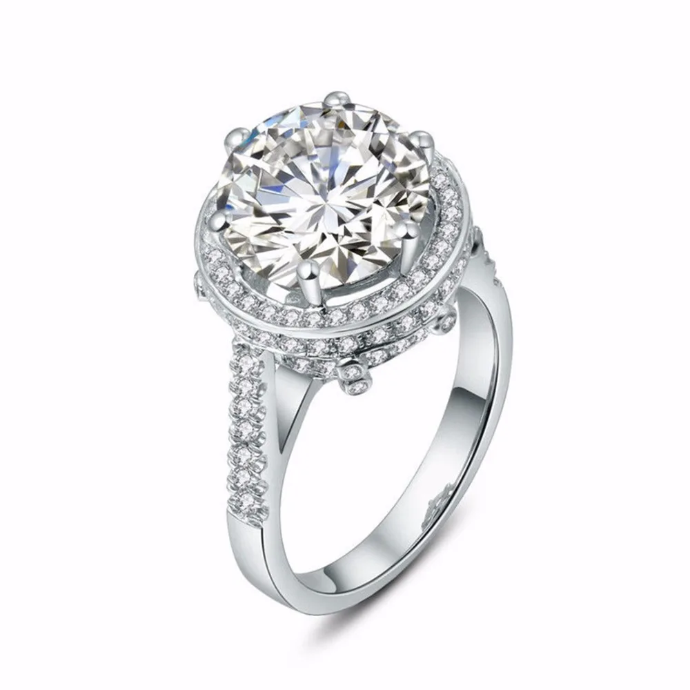 

THREEMAN Test Real Amazing Lord Ring Positive White Gold Jewelry 5Ct Moissanite Engagement Synthetic Diamonds Ring Jewelry Gold