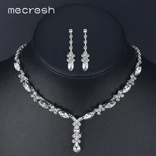 Mecresh кристалл свадебный набор украшений для женщин Простые милые каплеообразные стразы колье ожерелье серьги наборы Свадебные украшения TL002