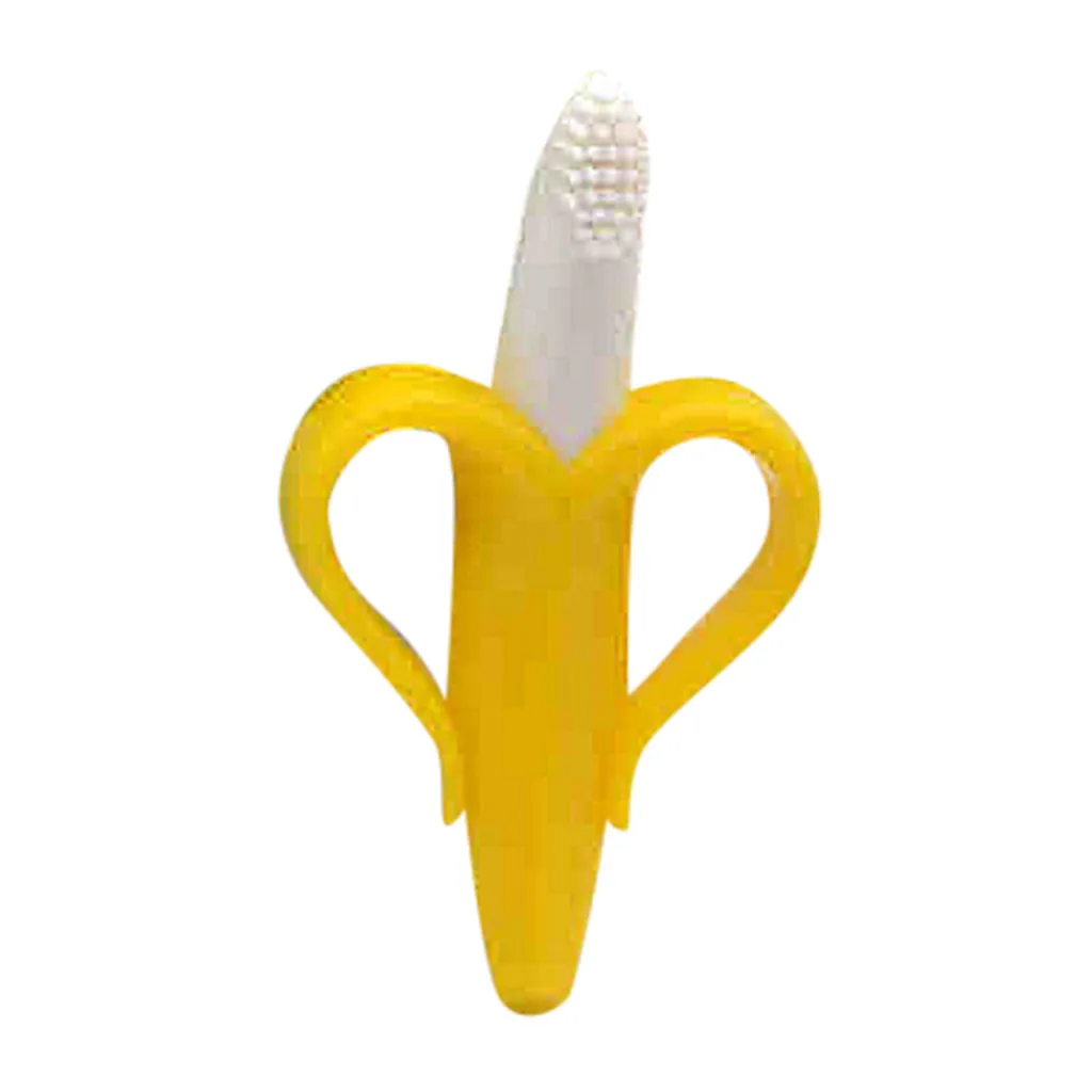 

Baby Teether Infant Baby Boys Girls Banana Toothbrush Food Grade Silicone Teether Accessories 10CMX6.2CM @40