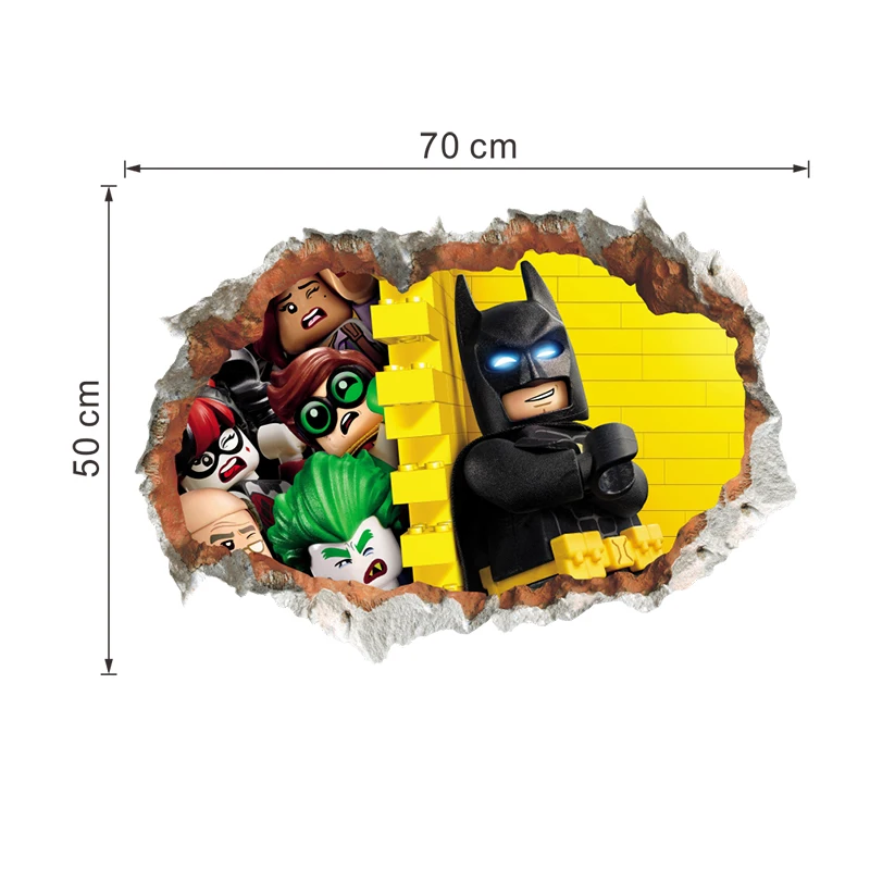 Супер Герой 3D Сломанные Отверстия настенные наклейки для детской комнаты домашний декор Человек-паук Бэтмен Железный человек Халк Мстители настенные наклейки для мальчиков - Цвет: 15-14175
