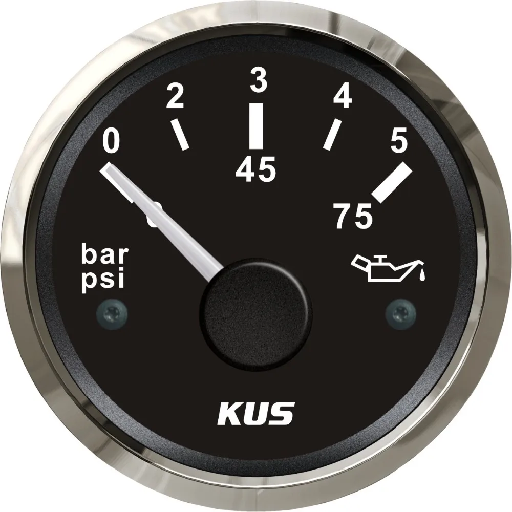 

New KUS 52mm Pointer Type Engine Oil Pressure Gauge Modification 0-5Bar 0-75PSI Marine Outboard Inboard Motor Generator