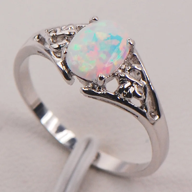 

White Fire Opal Australia 925 Sterling Silver Woman Jewelry Ring Size 6 7 8 9 10 11 F579